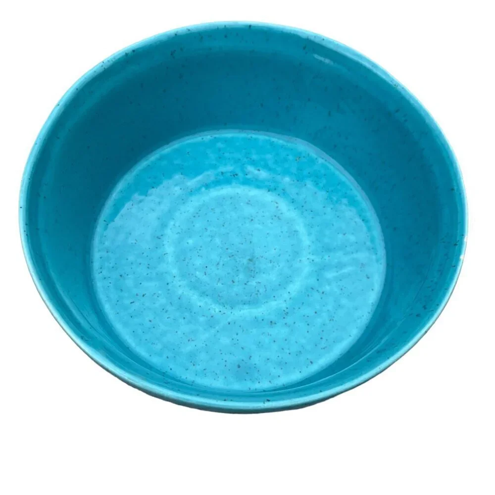 MCM Retro Speckled Turquoise Aqua Seafoam and White Daisy Covered Bowl with Lid